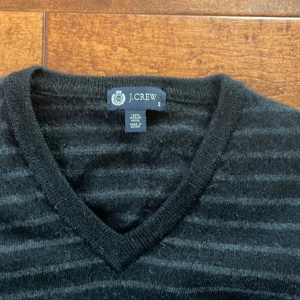 J Crew V Neck Merino Wool Striped Sweater
